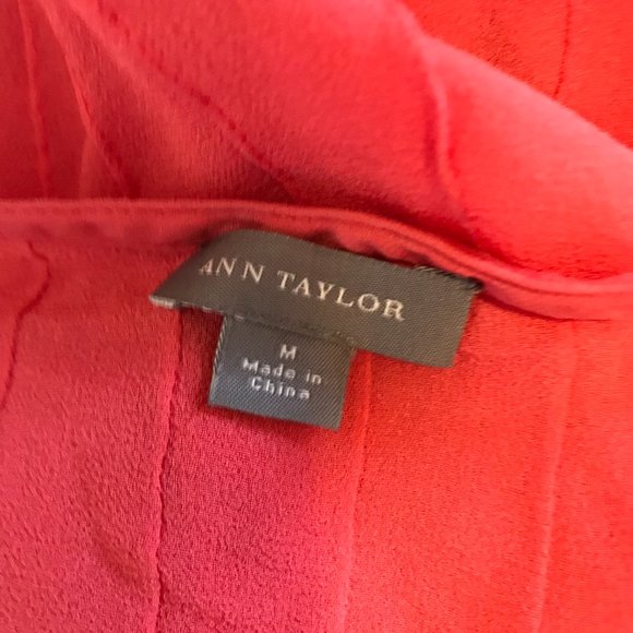 Ann Taylor Silk Blouse Tank Top MEDIUM M Sheer Side Tie Shirt Crop Round Neck - Picture 6 of 8